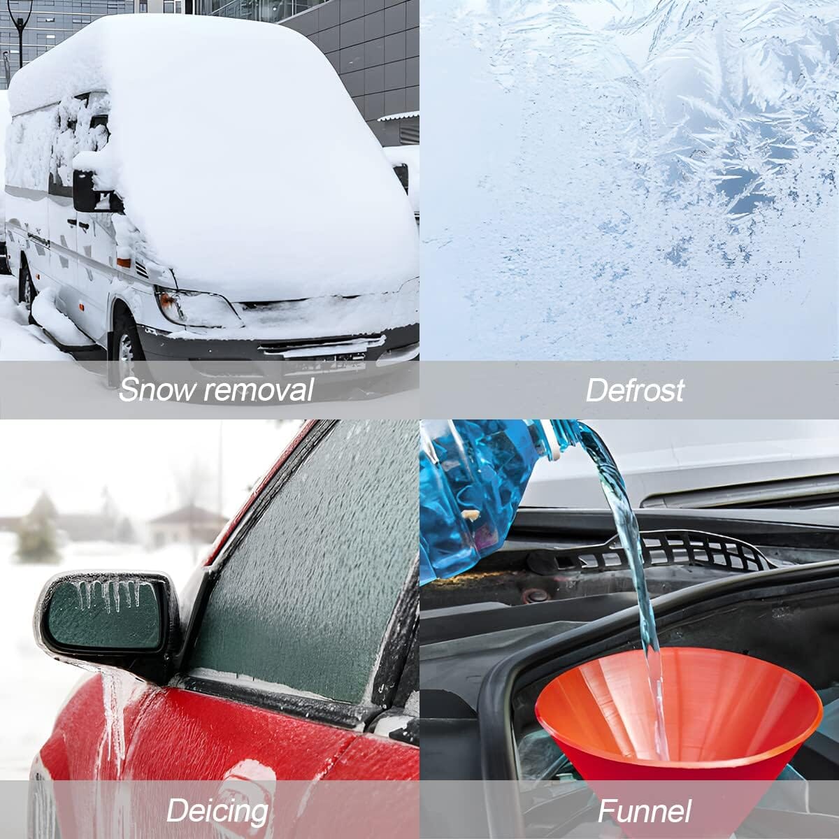 2-Pack: Magical Ice Scrapers, Funnel Snow Scrape for Car Windshield, Round Frost Removal Cleaning Tool, Winter Automotive Exterior Accessories Automotive - DailySale