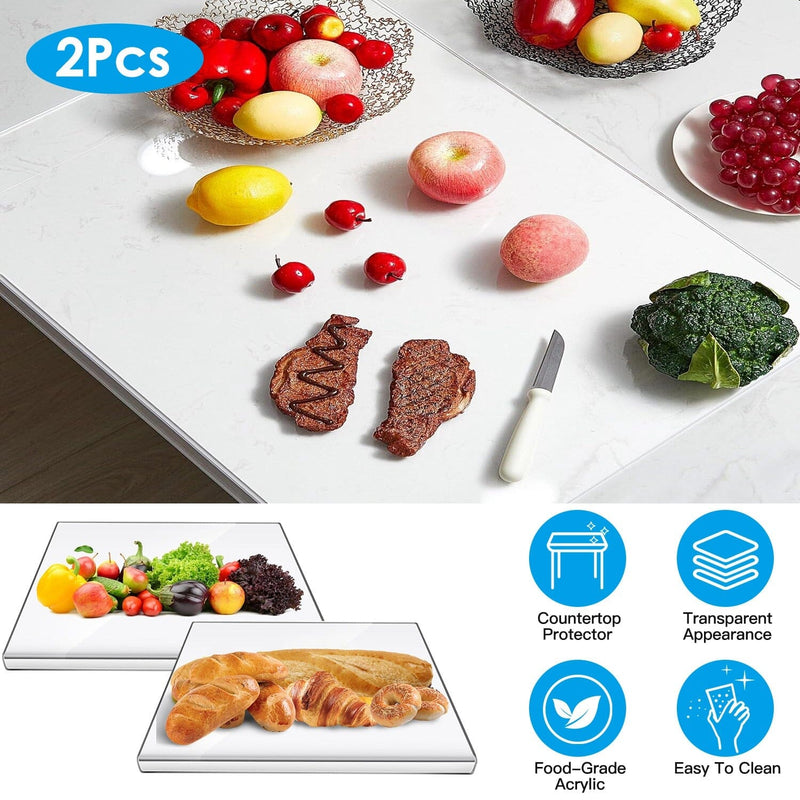 2-Pack: Non-Slip Transparent Countertop Cutting Board Kitchen Countertop Protector Kitchen Tools & Gadgets - DailySale