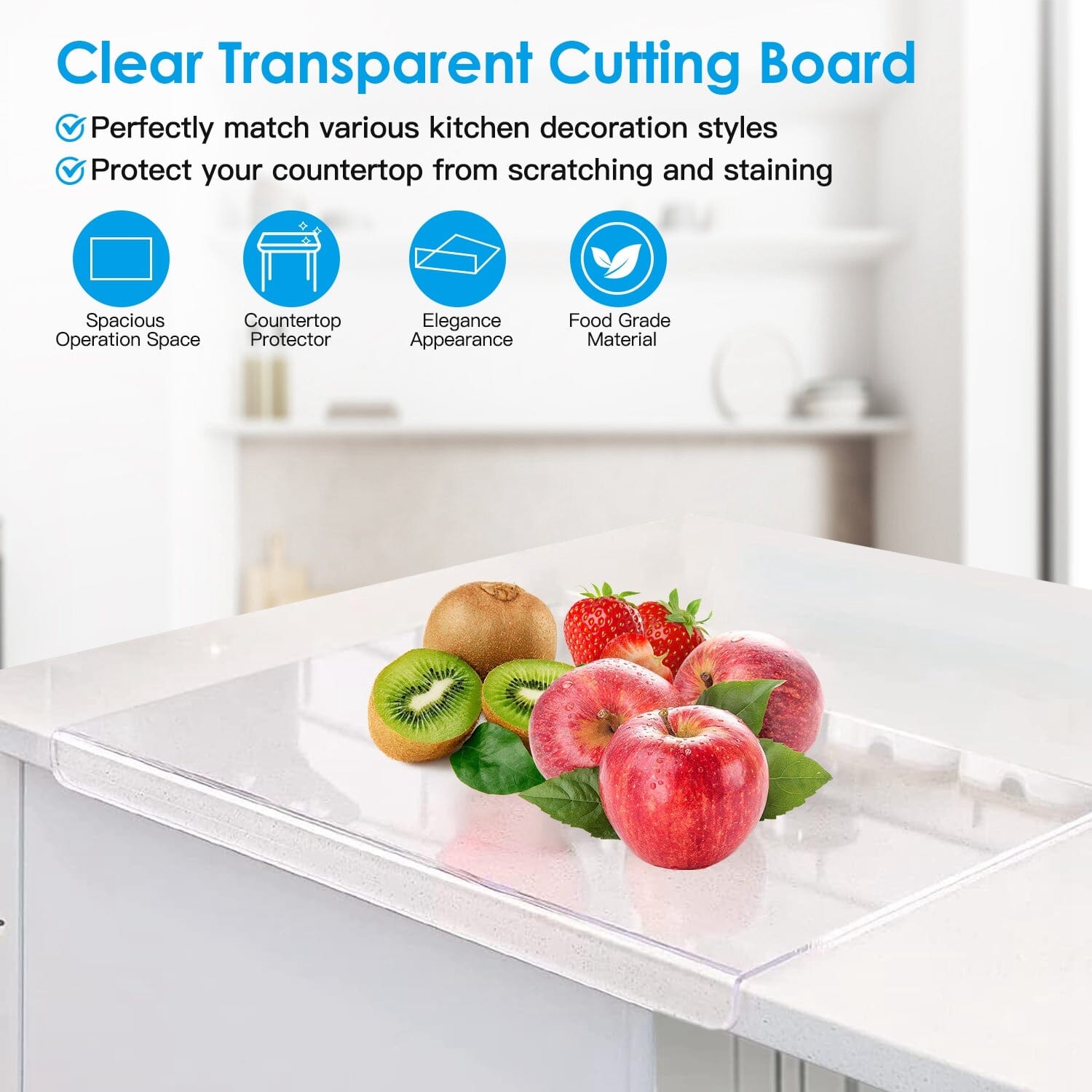 2-Pack: Non-Slip Transparent Countertop Cutting Board Kitchen Countertop Protector Kitchen Tools & Gadgets - DailySale