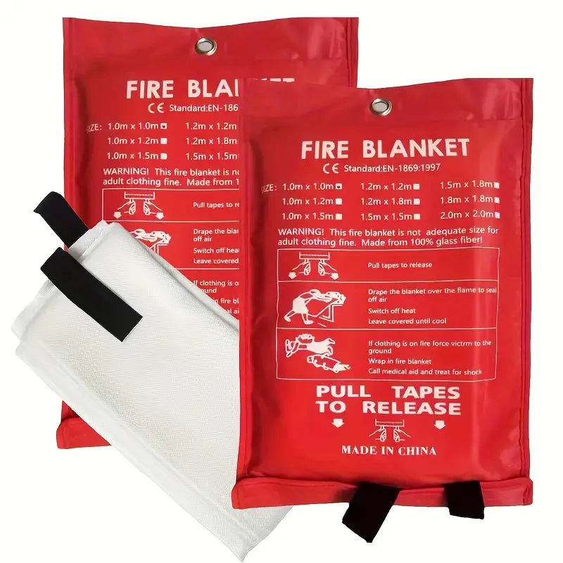 2-Pack: Premium Fiberglass Fire Blankets - Heat-Resistant, Compact and Reusable Kitchen Tools & Gadgets - DailySale