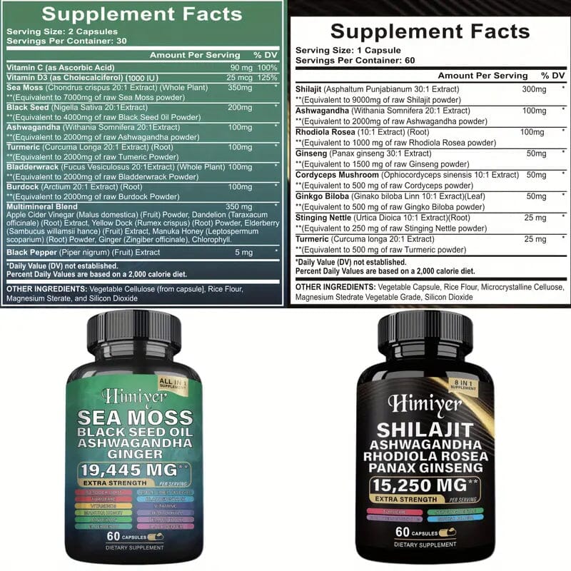 2-Pack: Shilajit + Sea Moss High Potency Vitality Combo Wellness - DailySale