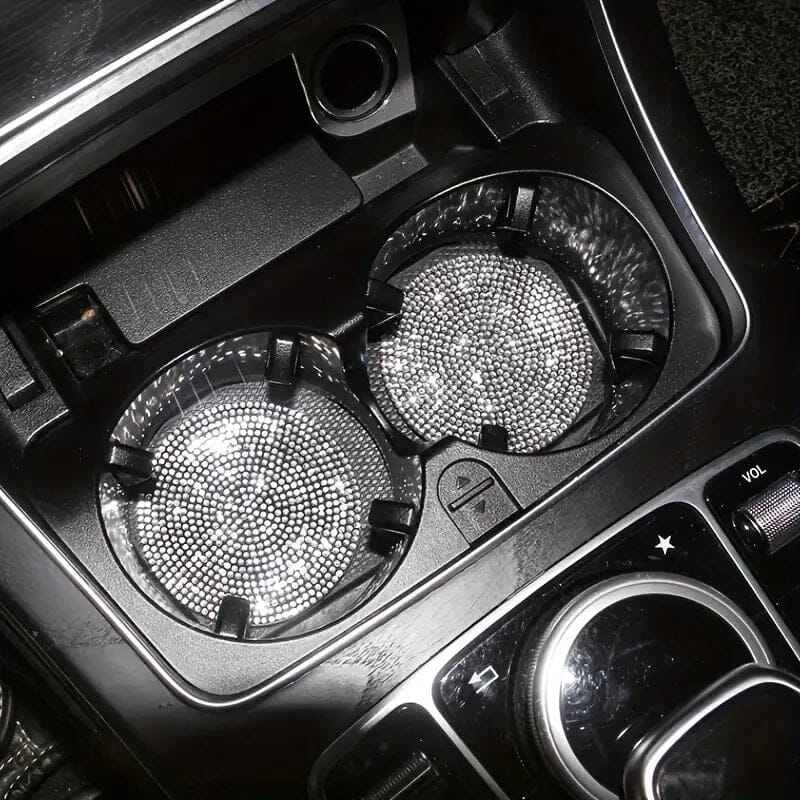 2-Pack: Shimmering Diamond Car Cup Mats Automotive - DailySale