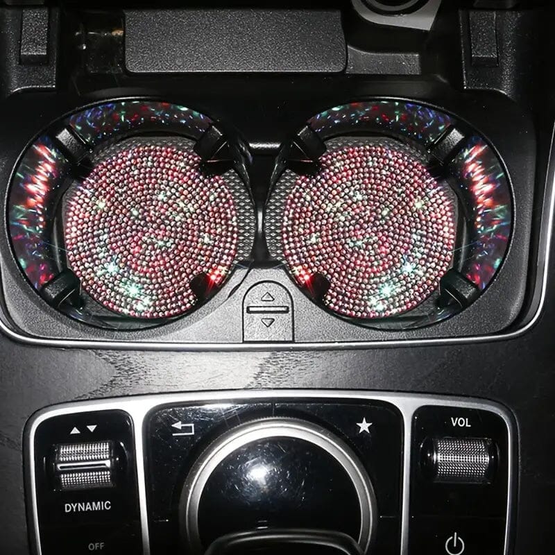 2-Pack: Shimmering Diamond Car Cup Mats Automotive Multicolor - DailySale