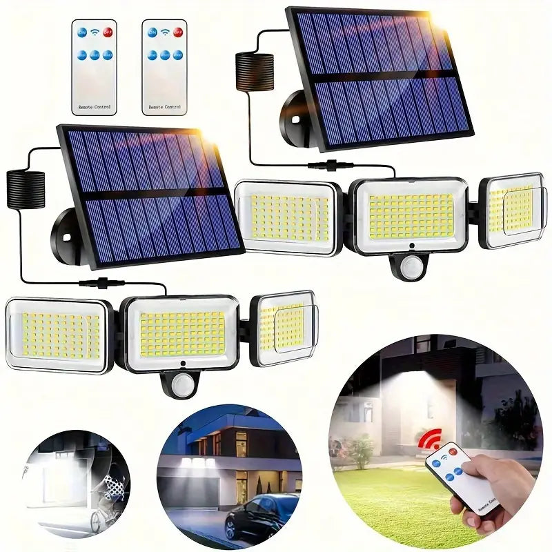 2-Pack: Split Solar Wall Light For Outdoor With Motion Sensor 3 Heads Outdoor Lighting - DailySale