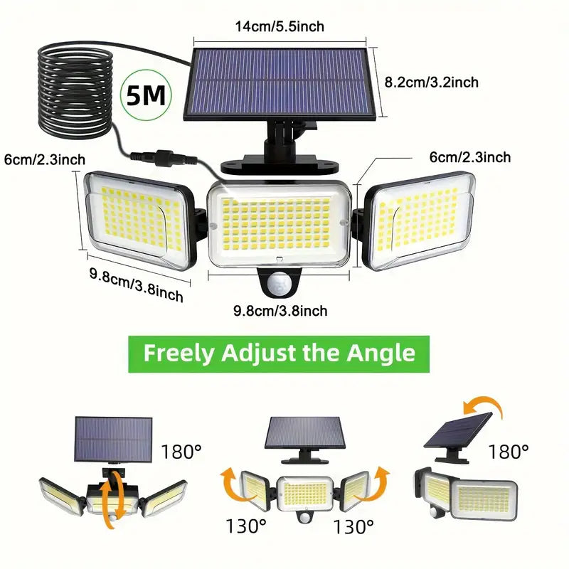 2-Pack: Split Solar Wall Light For Outdoor With Motion Sensor 3 Heads Outdoor Lighting - DailySale