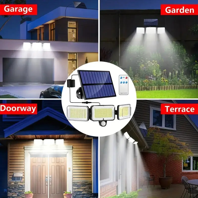 2-Pack: Split Solar Wall Light For Outdoor With Motion Sensor 3 Heads Outdoor Lighting - DailySale