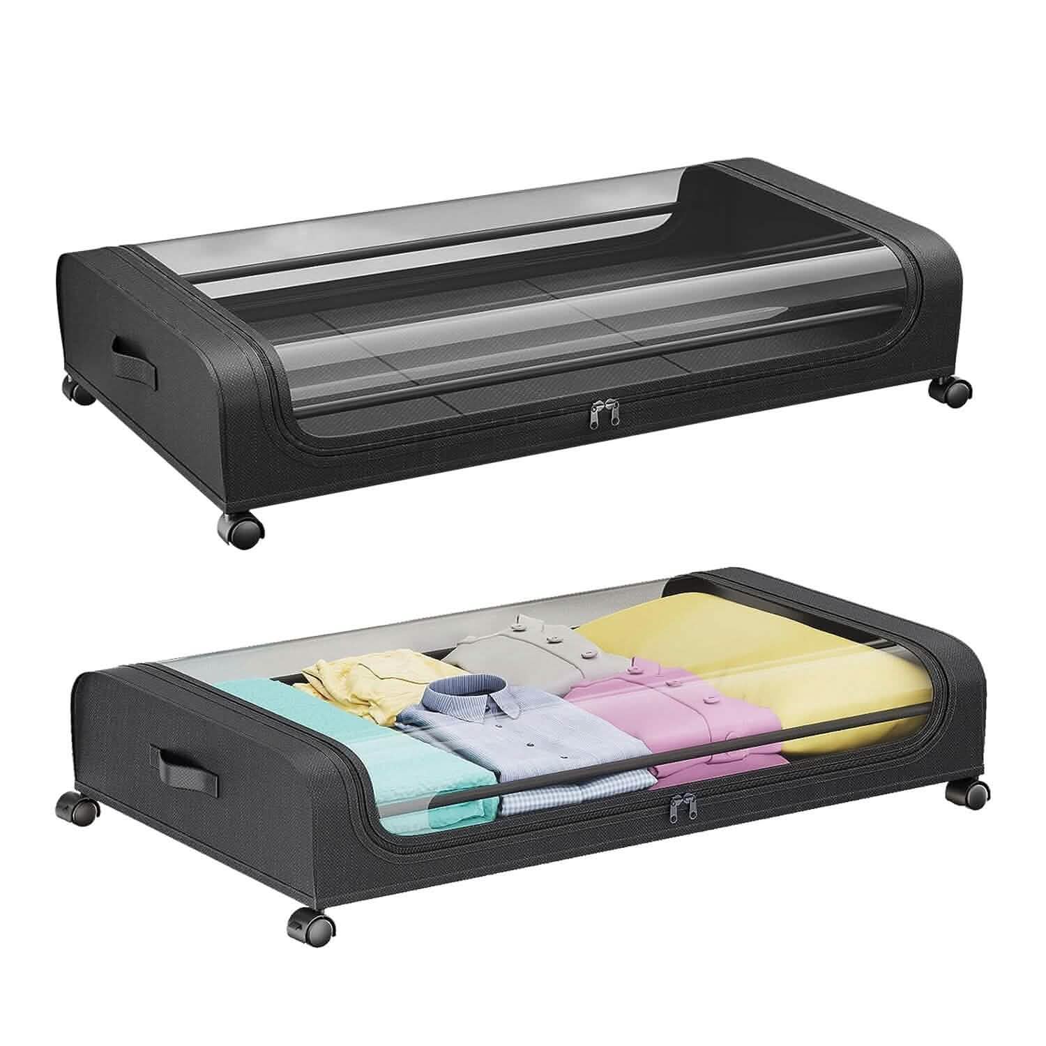 Under-Bed Storage Drawer with Wheels Multipurpose with Clear Window & Label