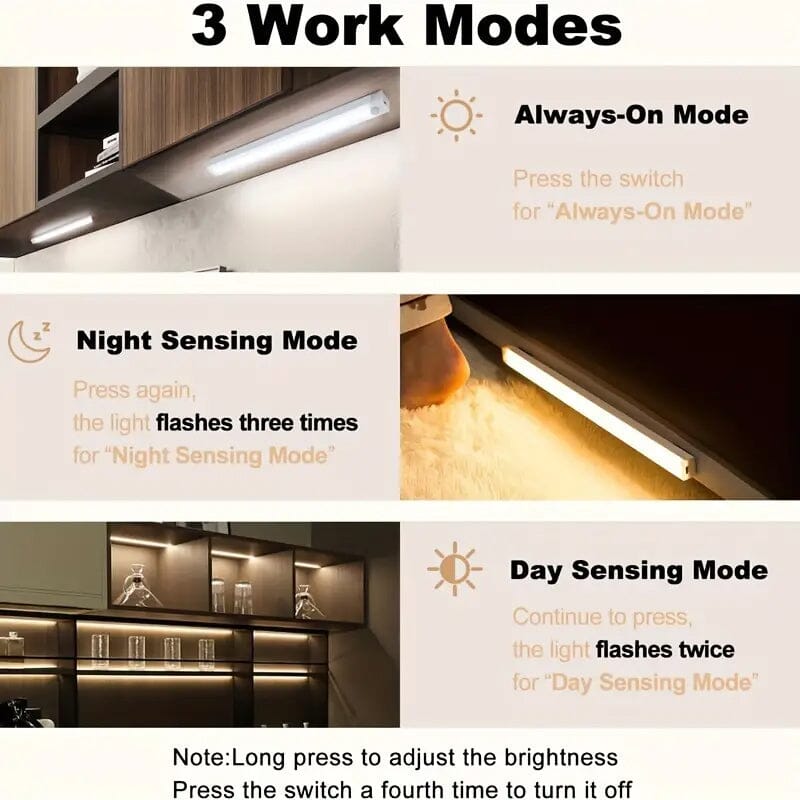 2-Pack: Wireless Motion Sensor 12" LED Light Strip Indoor Lighting - DailySale