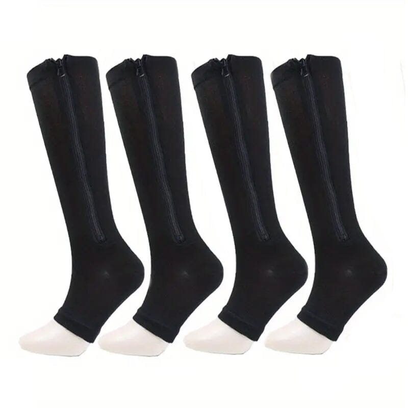 2-Pairs: Women's Open Toe Sports Compression Socks Women's Shoes & Accessories Black S/M - DailySale