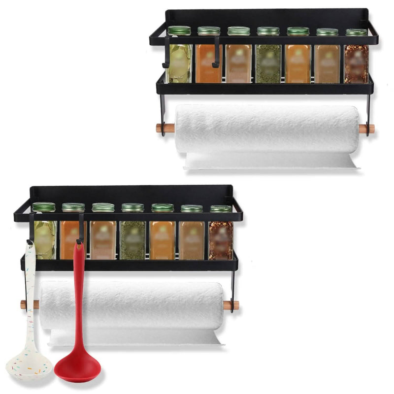 2-Piece: Magnetic Spice Racks for Refrigerator with Paper Towel Holder Kitchen Storage - DailySale