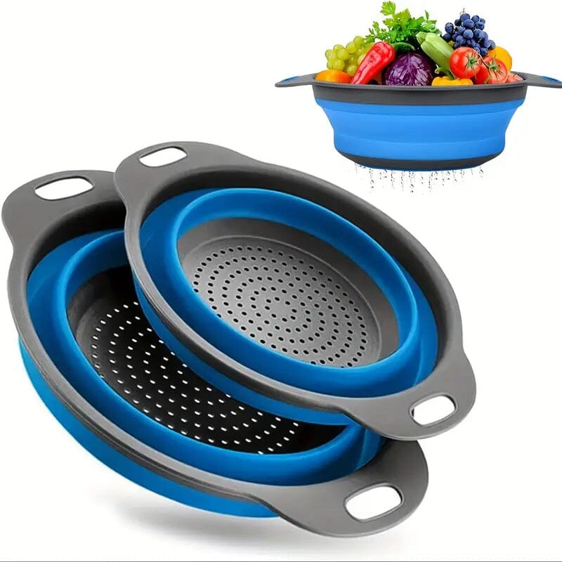 2-Piece Set: Circular Blue Suit Foldable Silicone Kitchen Drop Funnel Kitchen Tools & Gadgets - DailySale