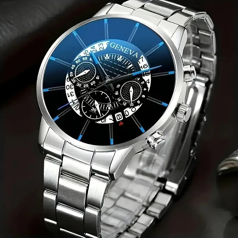 2-Piece Set: Exquisite Men's Quartz Timepieces And Fashionable Stainless Steel Watch Chains Watches - DailySale