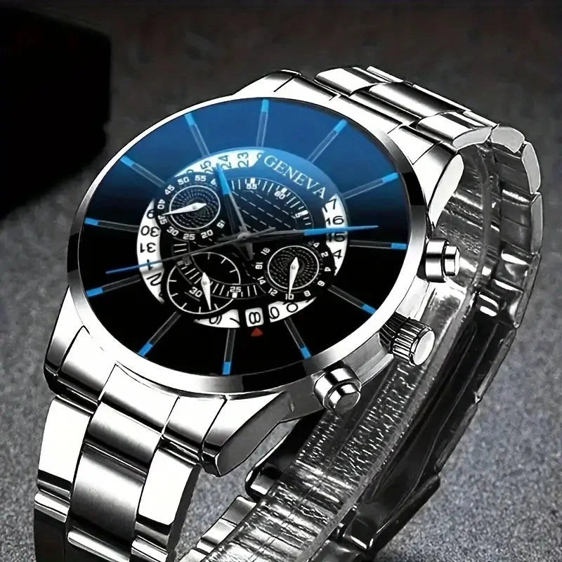 2-Piece Set: Exquisite Men's Quartz Timepieces And Fashionable Stainless Steel Watch Chains Watches - DailySale