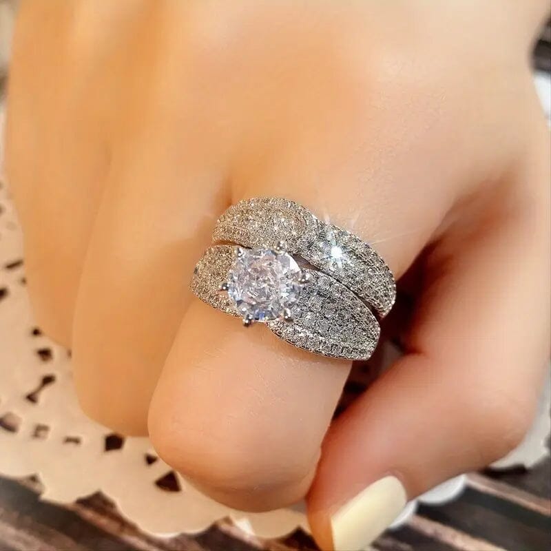 2-Piece Set: Sterling Silver Bridal Ring Rings - DailySale