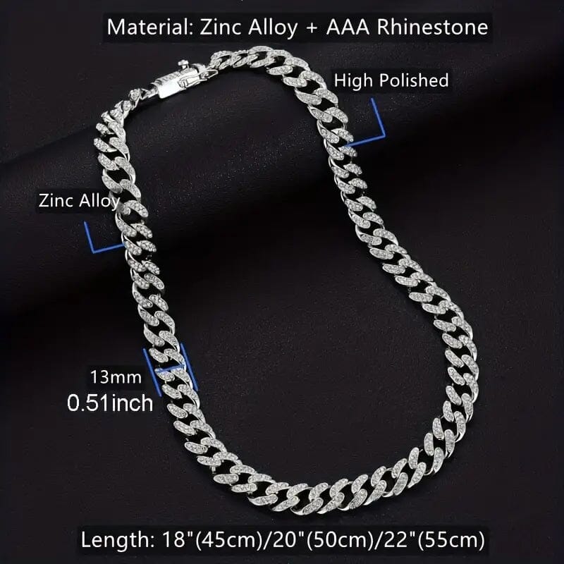 2-Piece Set: Unisex Hip Hop Cuban Chain Necklace and 8" Bracelet Necklaces - DailySale