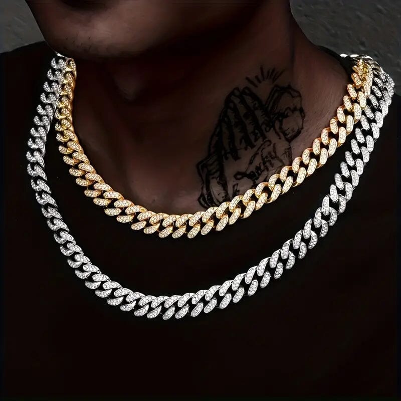 2-Piece Set: Unisex Hip Hop Cuban Chain Necklace and 8" Bracelet Necklaces - DailySale