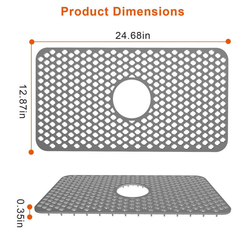 2-Piece: Silicon Grid Sink Mat with Central Drain Hole