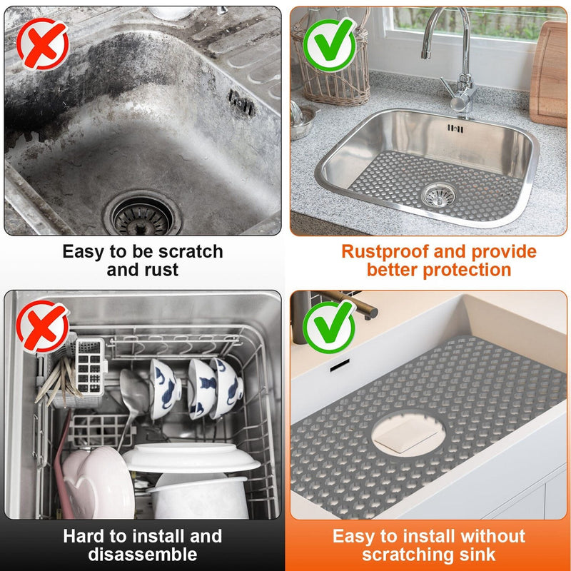 2-Piece: Silicon Grid Sink Mat with Central Drain Hole Kitchen Tools & Gadgets - DailySale
