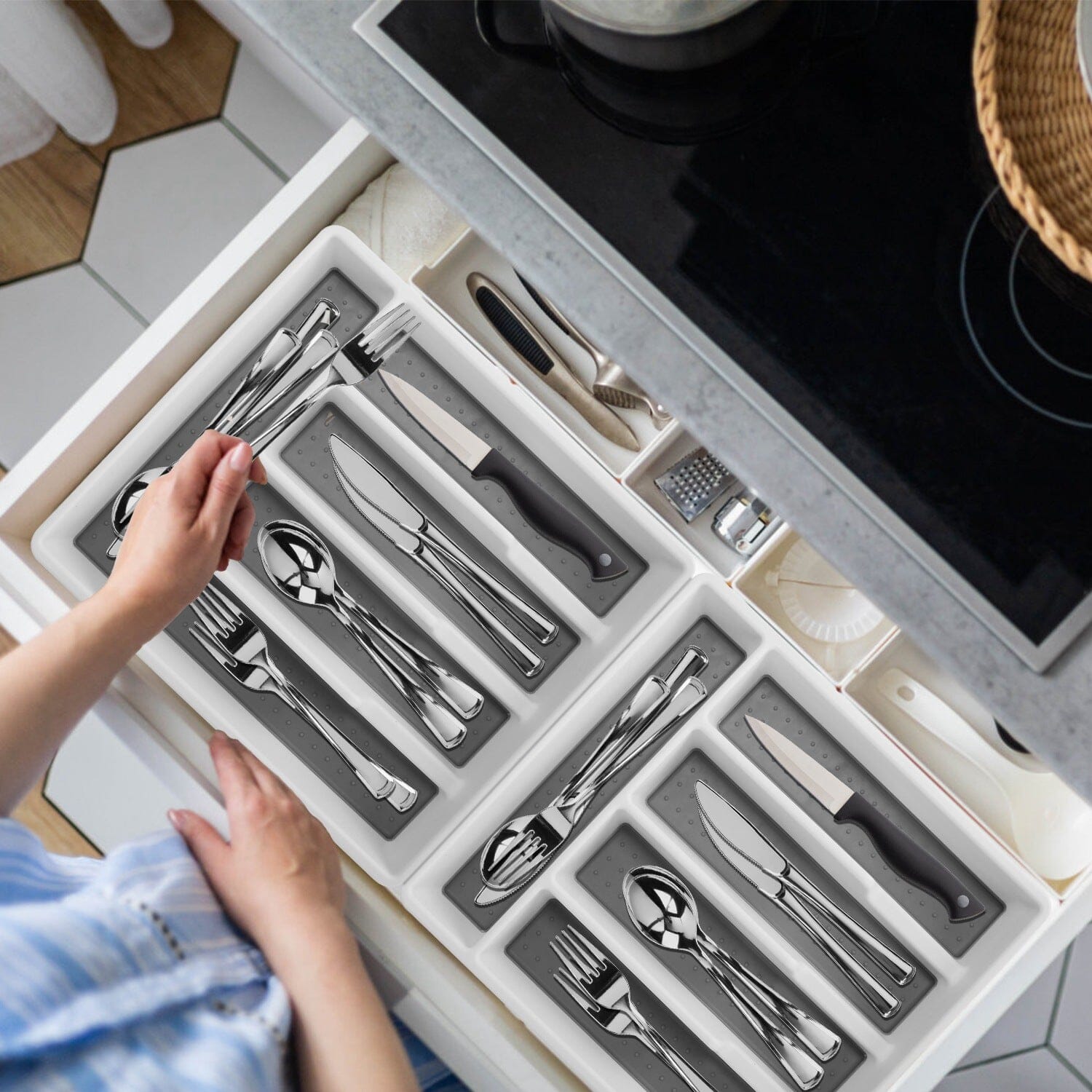 2-Piece: Silverware Utensil Organizer Kitchen Storage - DailySale