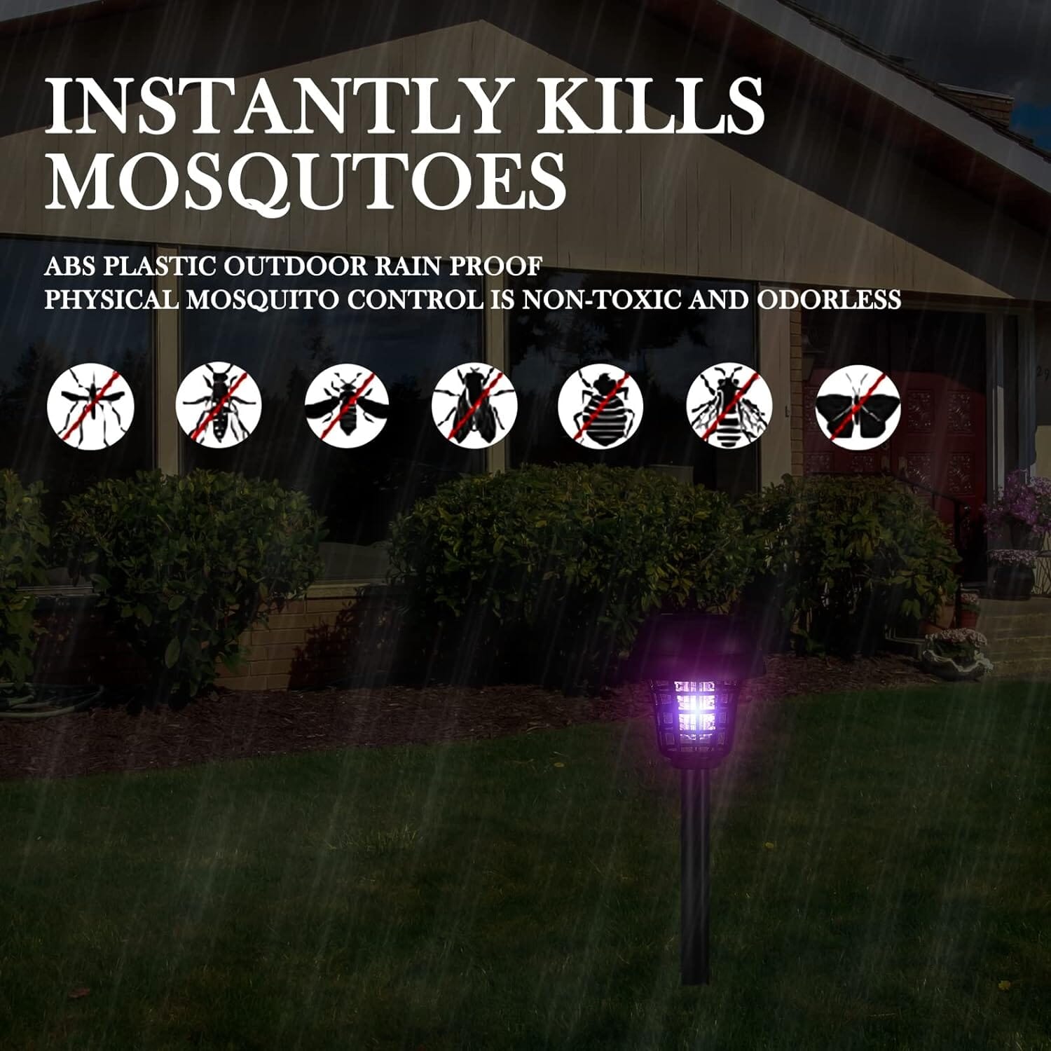 2-Piece: Solar Waterproof Outdoor Bug and Mosquito Zapper Pest Control - DailySale