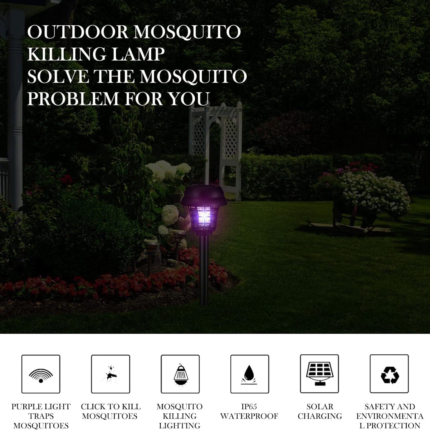 2-Piece: Solar Waterproof Outdoor Bug and Mosquito Zapper Pest Control - DailySale