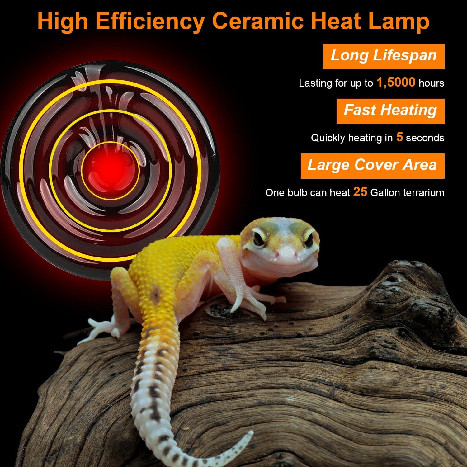 2-Pieces: 150W Infrared Reptile Heat Lamp No Light Emitting Pet Supplies - DailySale