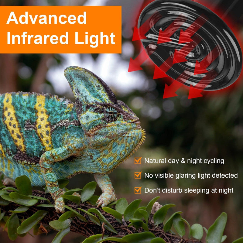 2-Pieces: 150W Infrared Reptile Heat Lamp No Light Emitting Pet Supplies - DailySale