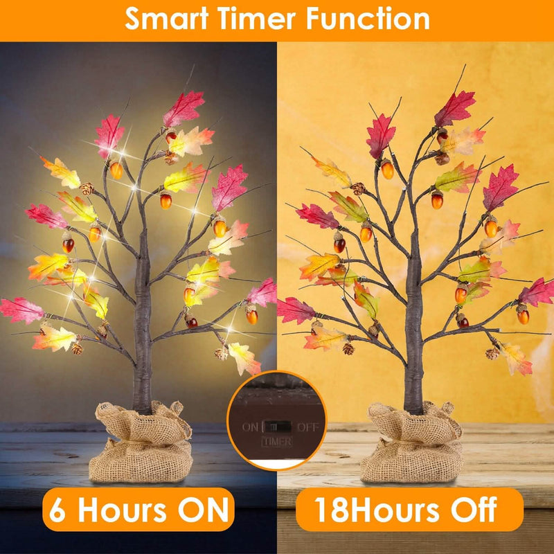 2-Pieces: 2FT Artificial Lighted Maple Tree with 24-Pieces Warm White LED Beads Furniture & Decor - DailySale