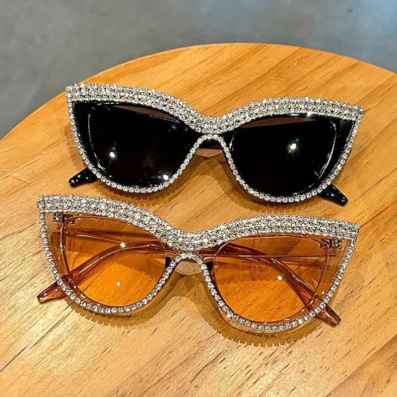 2-Pieces: Bling Rhinestone Cat Eye Sunglasses Women's Shoes & Accessories - DailySale