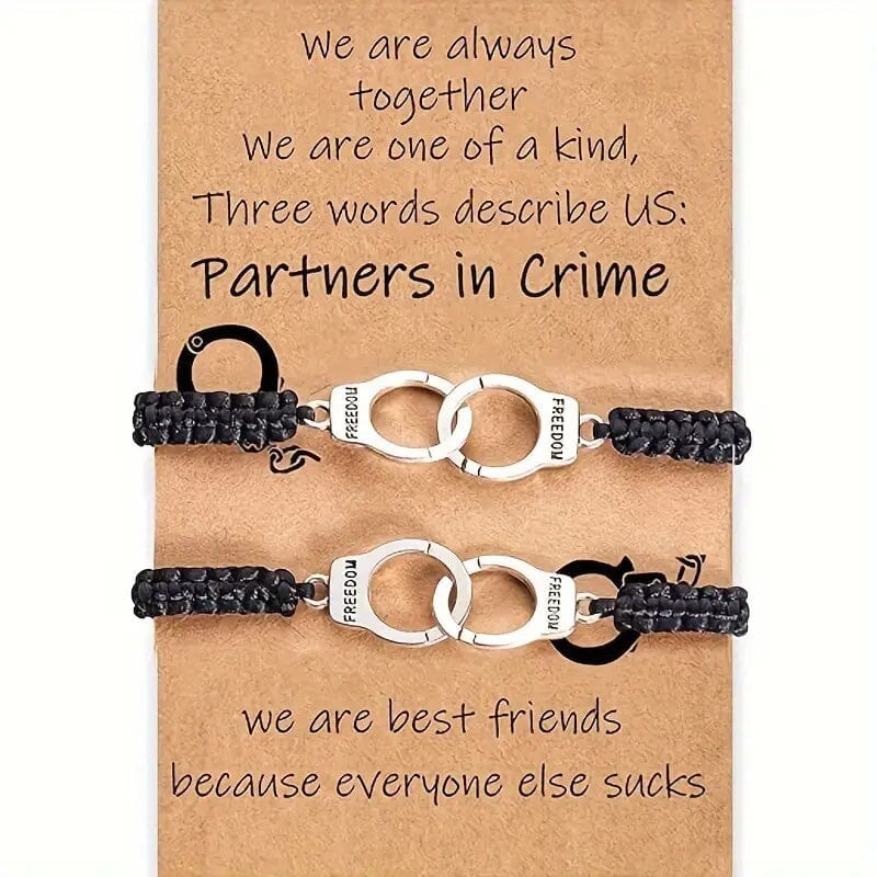 2-Pieces: Classic Vintage Handcuff Charm Friendship Bracelets Bracelets - DailySale