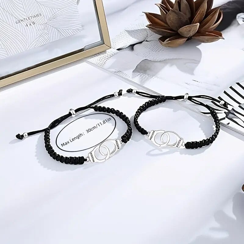 2-Pieces: Classic Vintage Handcuff Charm Friendship Bracelets Bracelets - DailySale