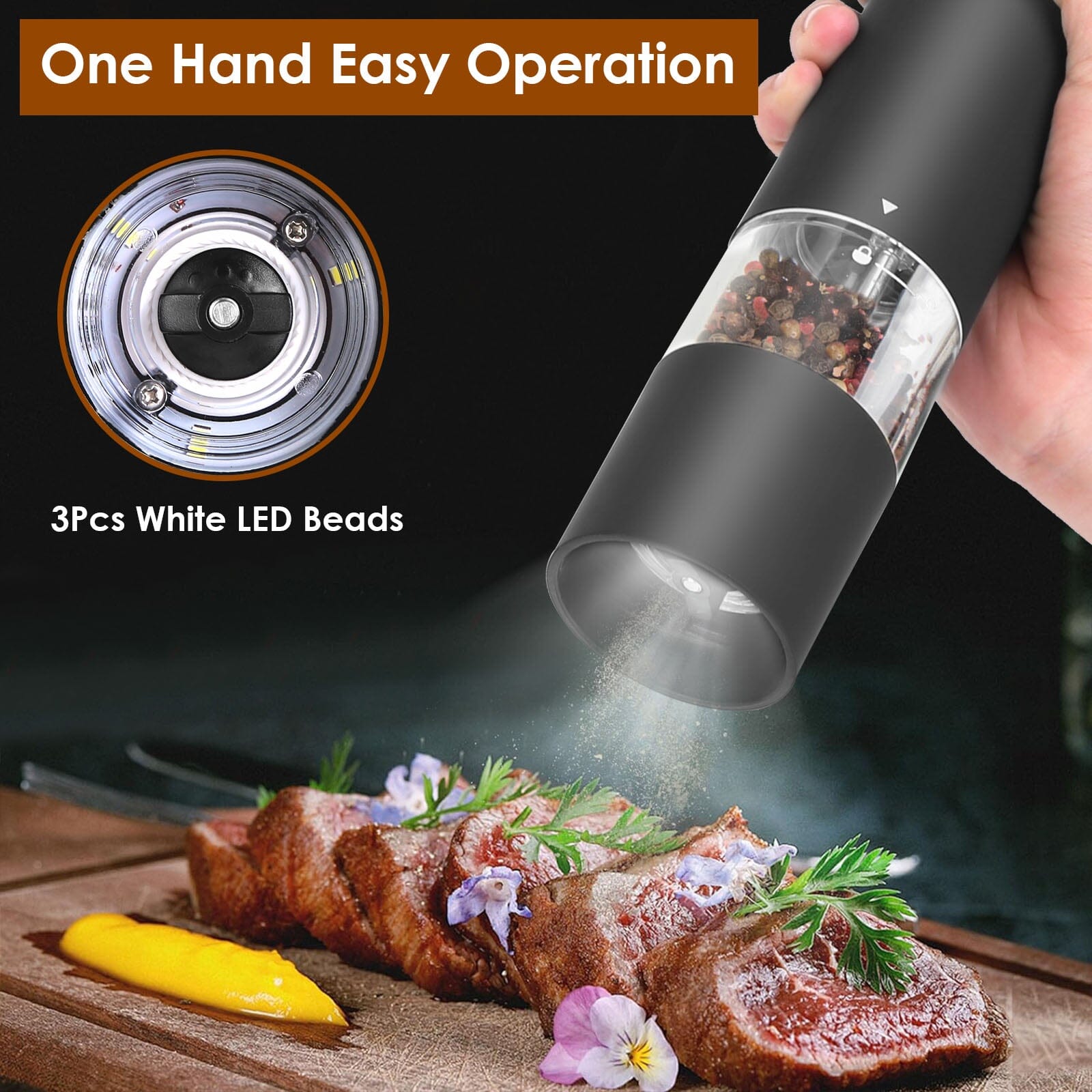 2-Pieces: Electric Salt and Pepper Grinder Battery Powered with Adjustable Coarseness Kitchen Tools & Gadgets - DailySale