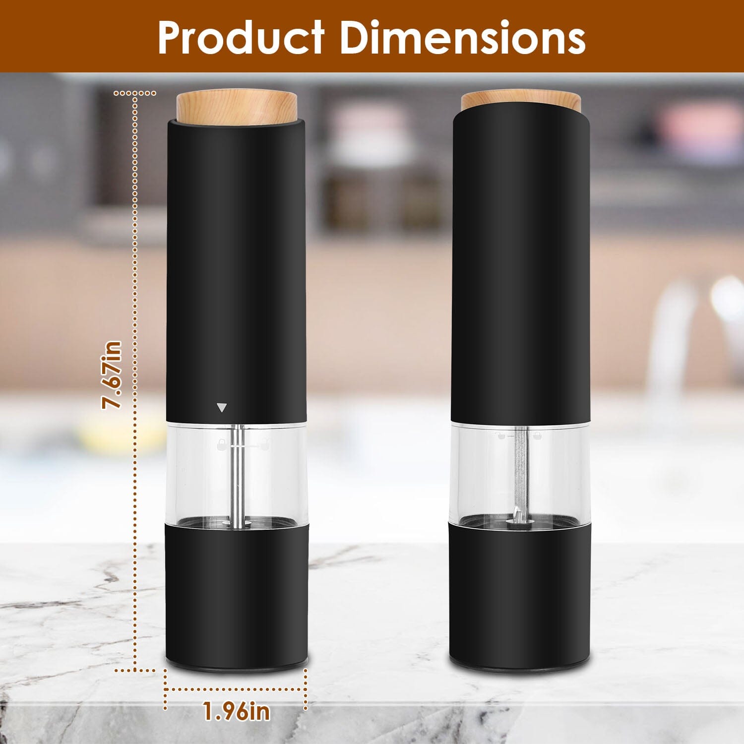 2-Pieces: Electric Salt and Pepper Grinder Battery Powered with Adjustable Coarseness Kitchen Tools & Gadgets - DailySale