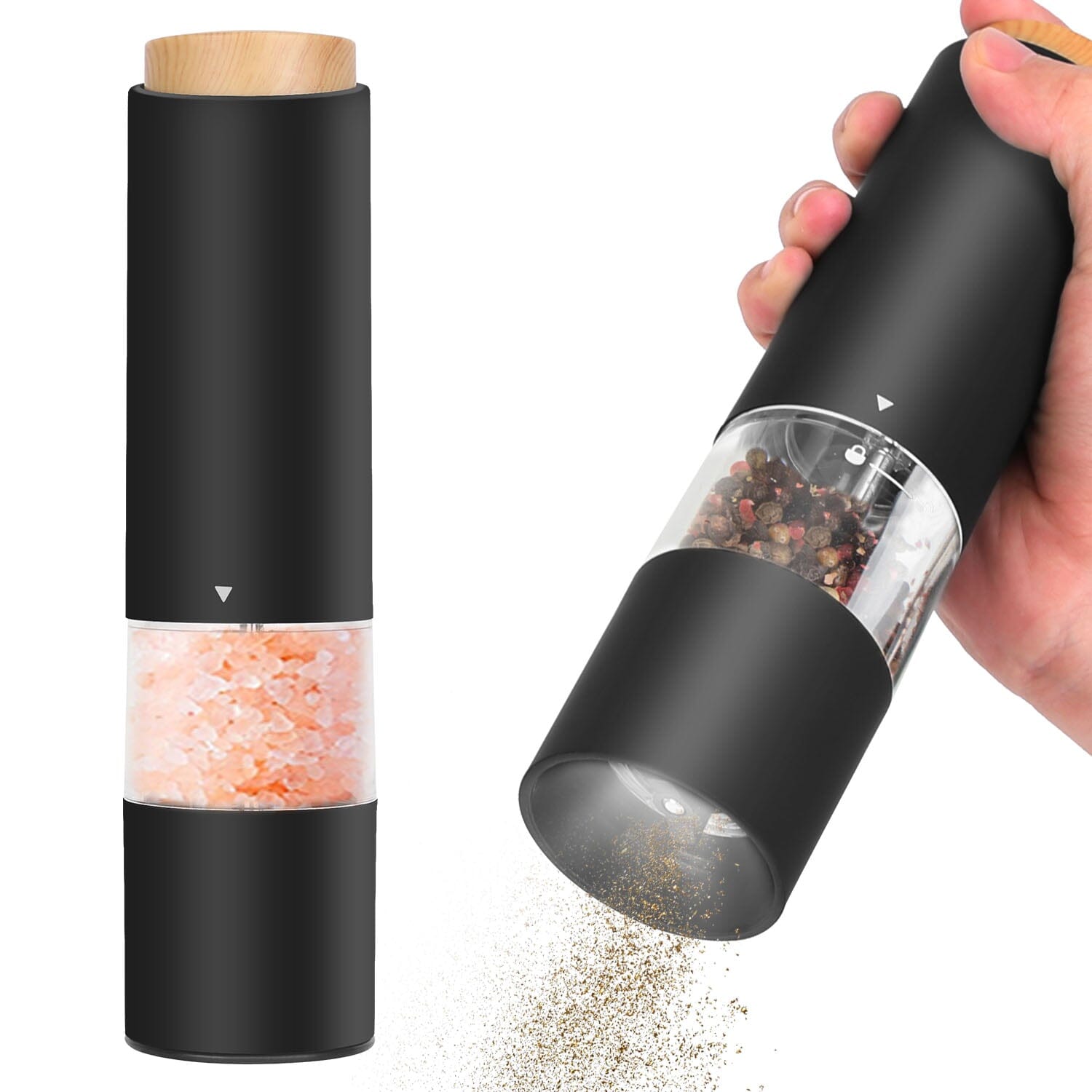 2-Pieces: Electric Salt and Pepper Grinder Battery Powered with Adjustable Coarseness Kitchen Tools & Gadgets - DailySale