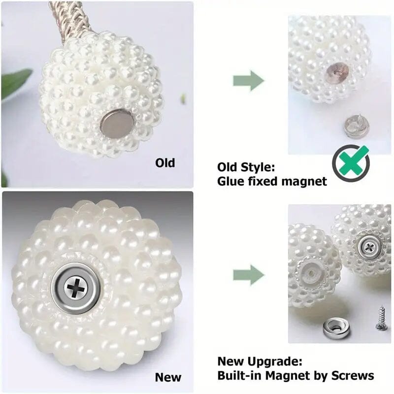 2-Pieces: Magnetic Curtain Tiebacks with Faux Pearls Furniture & Decor - DailySale