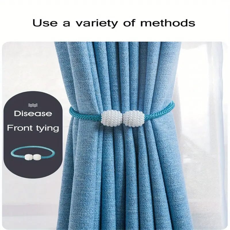 2-Pieces: Magnetic Curtain Tiebacks with Faux Pearls Furniture & Decor - DailySale