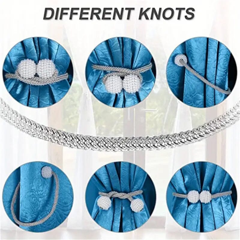 2-Pieces: Magnetic Curtain Tiebacks with Faux Pearls Furniture & Decor - DailySale