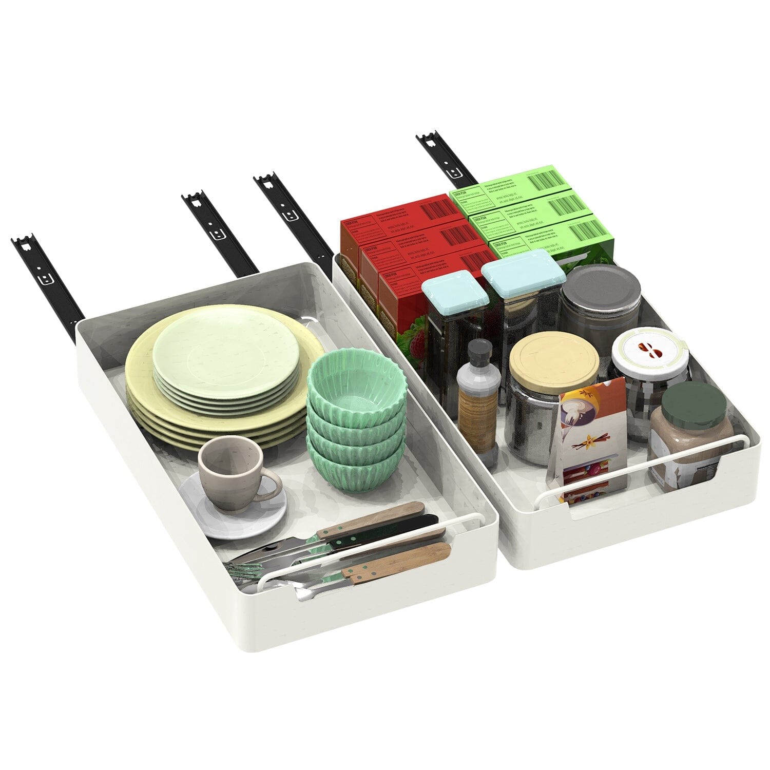 2-Pieces: Pull Out Cabinet Organizers Kitchen Storage - DailySale