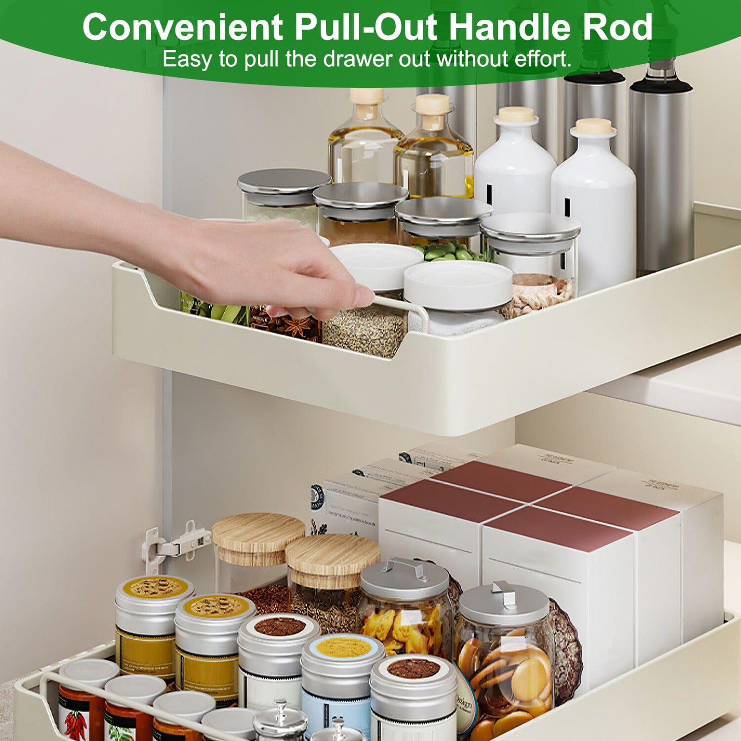 2-Pieces: Pull Out Cabinet Organizers Kitchen Storage - DailySale