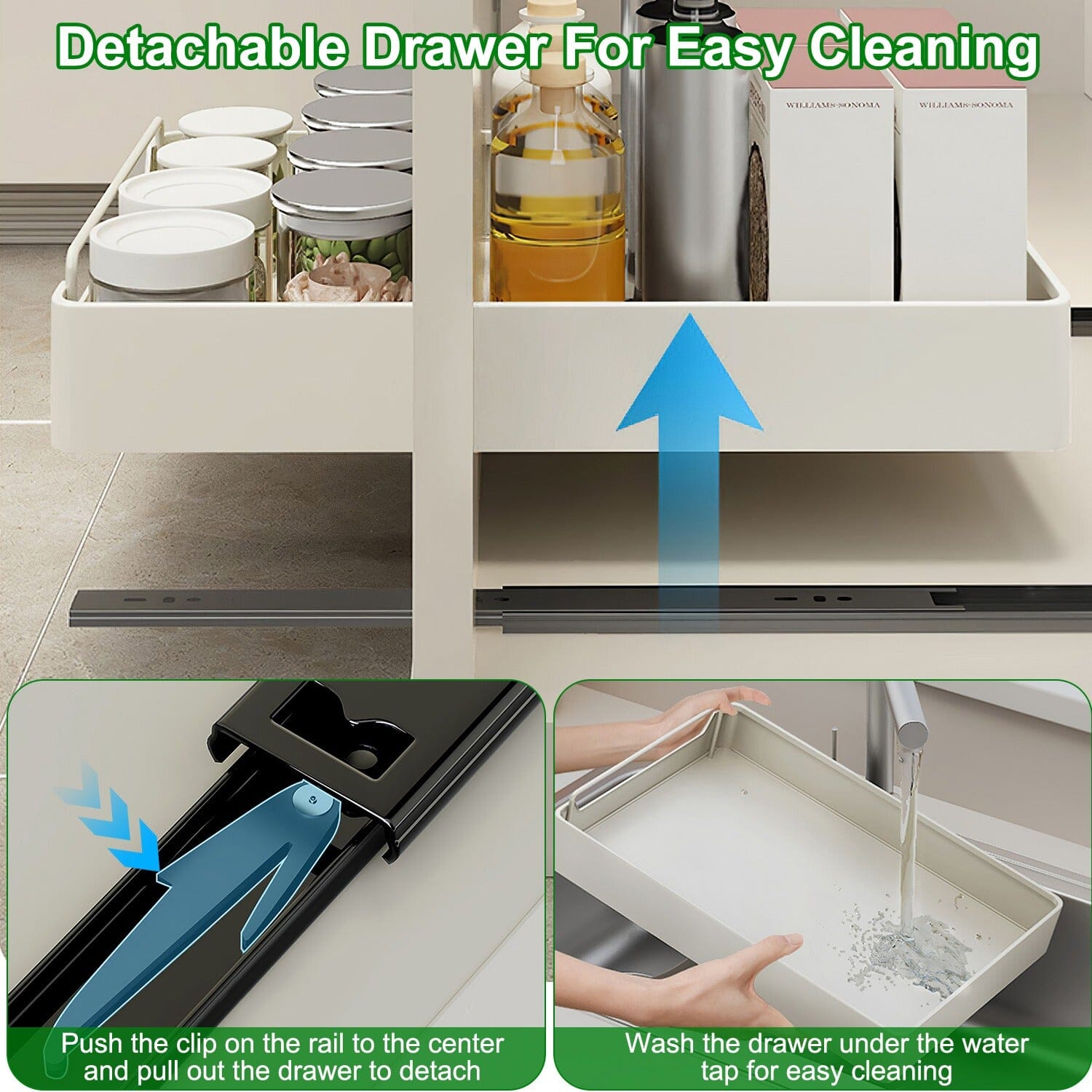 2-Pieces: Pull Out Cabinet Organizers Kitchen Storage - DailySale