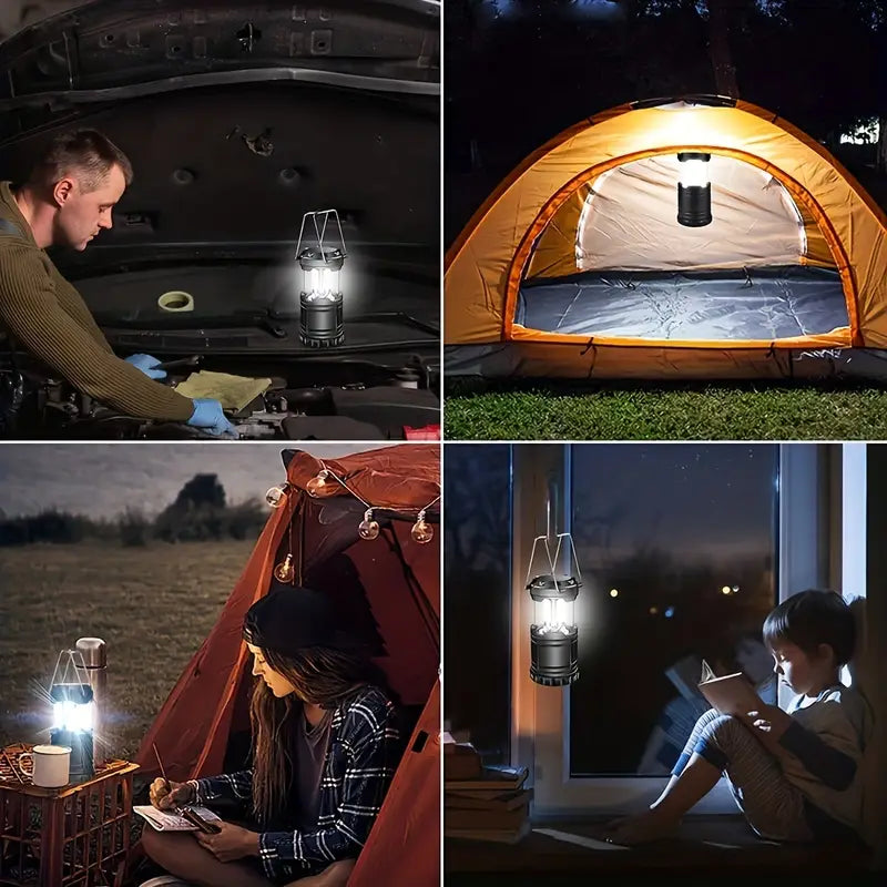 2-Pieces: Super Bright LED Camping Lantern - Portable and Collapsible Emergency Flashlight with Battery Power Outdoor Lighting - DailySale