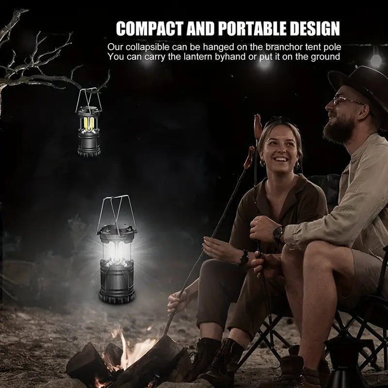 Collapsible Portable LED Camping Lantern Waterproof Solar USB Rechargeable  LED Flashlight Survival Kits for Indoor Outdoor Home