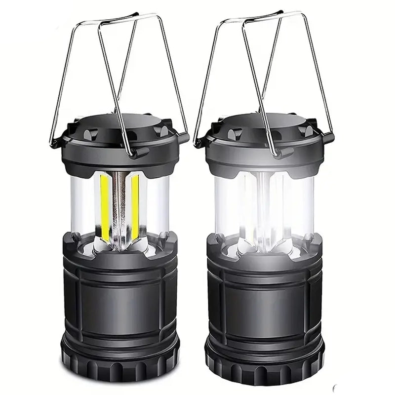 2-Pieces: Super Bright LED Camping Lantern - Portable and Collapsible Emergency Flashlight with Battery Power Outdoor Lighting - DailySale