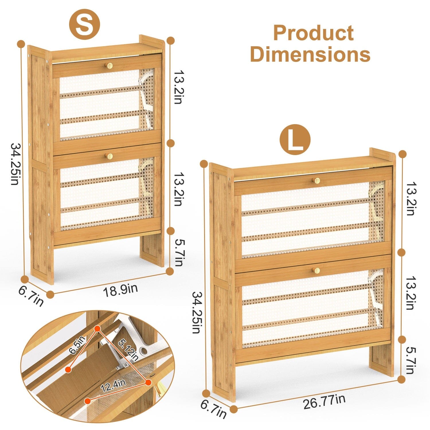 2-Tier Shoe Cabinet with 2 Flip Drawers Slim Bamboo Rack Narrow Shoe Organizer Closet & Storage - DailySale