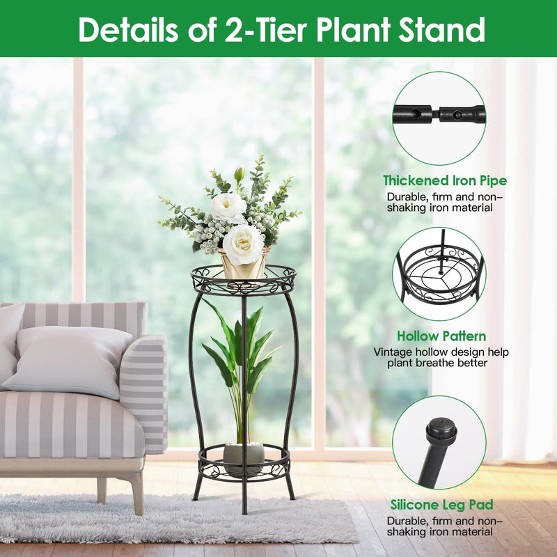 2-Tier Tall Plant Stand Rack Holder Garden & Patio - DailySale