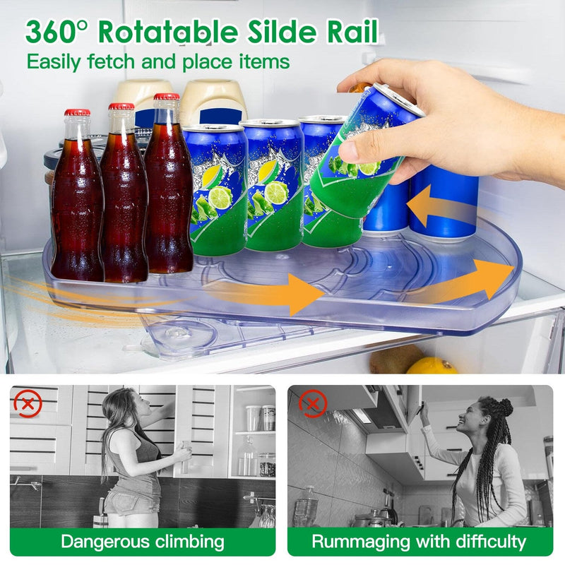 2-Tier Turntable Organizer Rectangular Refrigerator Spinner Storage Rack with 360° Rotatable Slide Rail Kitchen Storage - DailySale