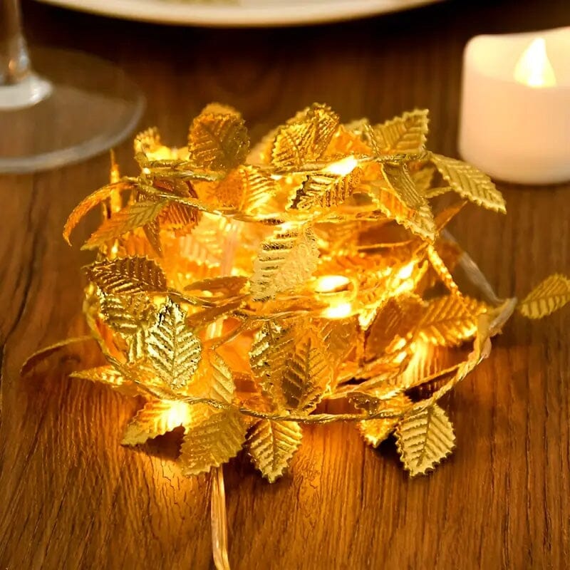 20 LED Golden Leaf Fairy Lights String & Fairy Lights - DailySale