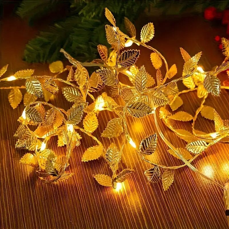 20 LED Golden Leaf Fairy Lights String & Fairy Lights - DailySale