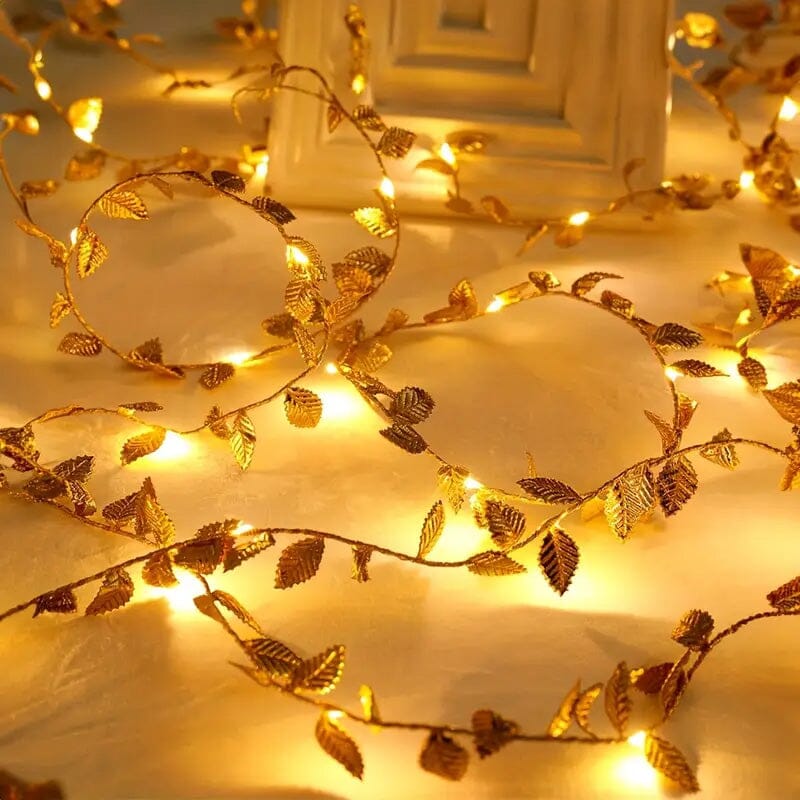 20 LED Golden Leaf Fairy Lights String & Fairy Lights - DailySale