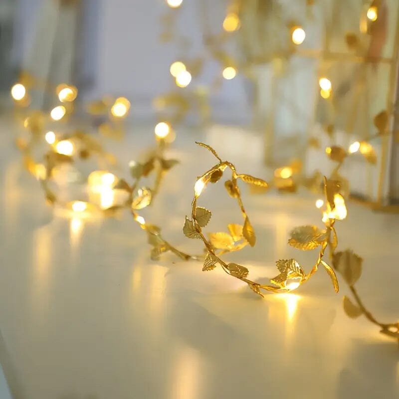 20 LED Golden Leaf Fairy Lights String & Fairy Lights - DailySale